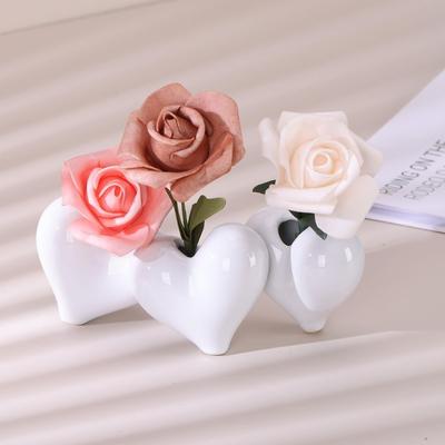 Creative Love Vase White Ceramic Flower Pot Heart Flower Arrangement Ornament Living Room Dining Table Ceramic Vase Home Decor