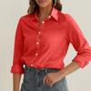 IHUASU Women's Fashion Casual Solid Color Print Long Sleeve POLO Neck Blouses & Shirts Unique Design