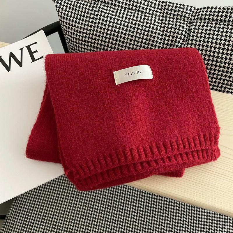 Feiding Fei Koreanischer Stil Einfarbiger Gestrickter Wollschal für Studenten