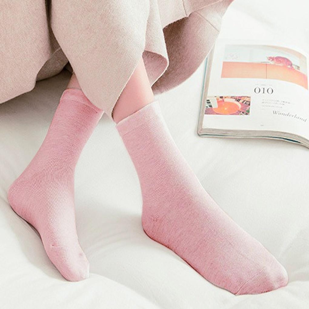 

Simply Women s Mid-Calf Socks 5-Pair Set (Pink) Plain Socks