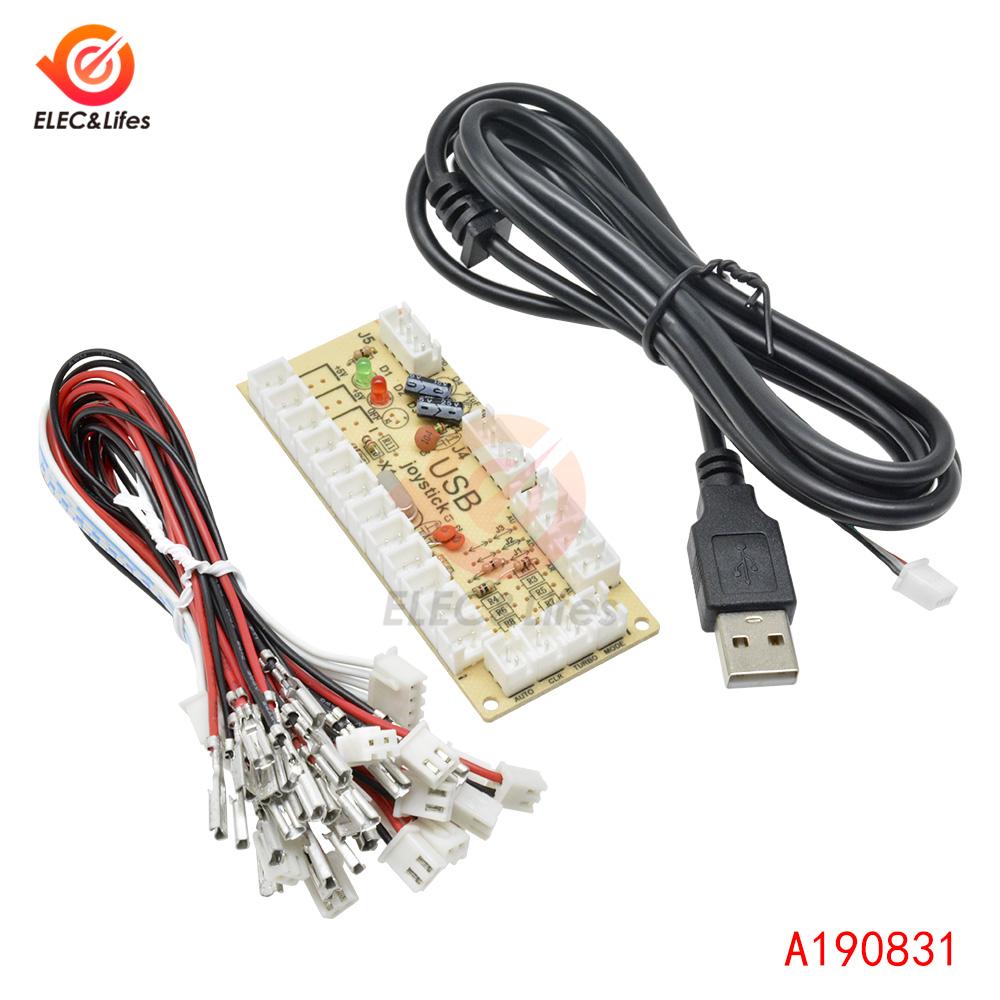 DIY Zero Delay Arcade USB Encoder PC to Joystick Arcade Rocker Circuit Board Control Module for MAME 1Pin with Cable Push Button