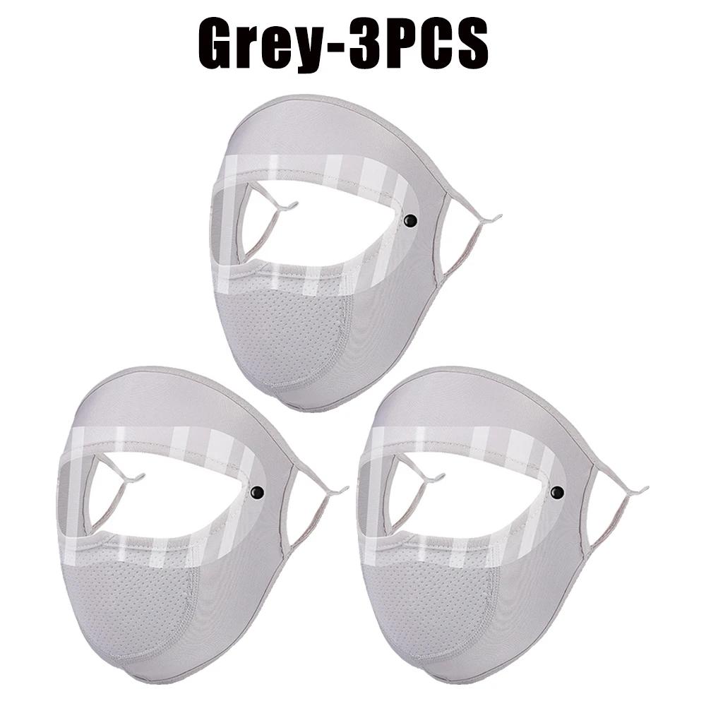 UV Protection Black White Double Lenses Full Face Sunscreen Mask Cool Breathable Thin Ice Silk Mask Outdoor Riding Goggles Mask