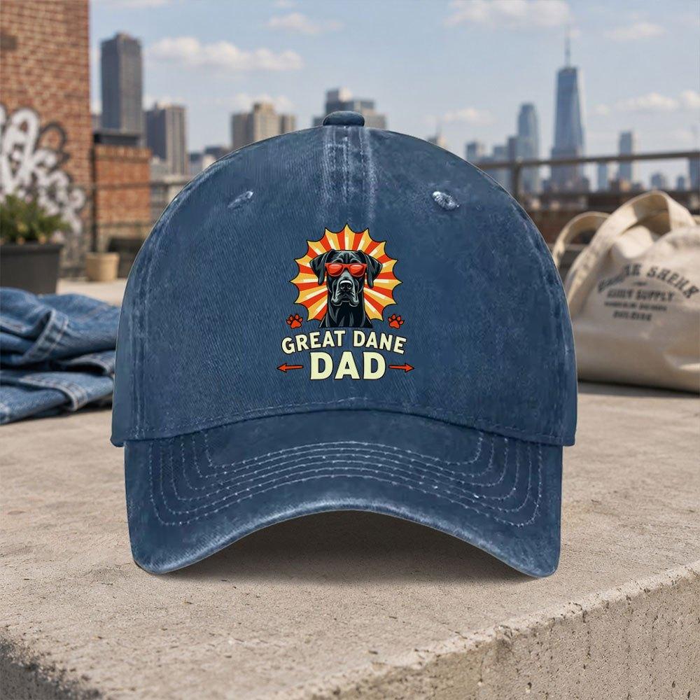 Great Dane Dad Vintage Washed Baseball Cap Unisex Duckbill Hat Casual Street Style Gift