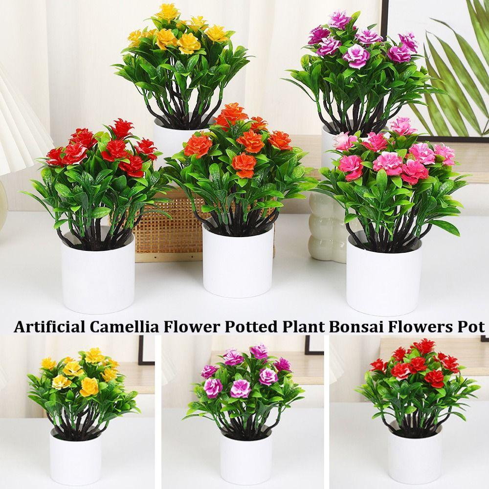 Plastic Artificial Potted Plant 18*22cm Table Decor Fake Plants  For Wedding Home Hotel Office