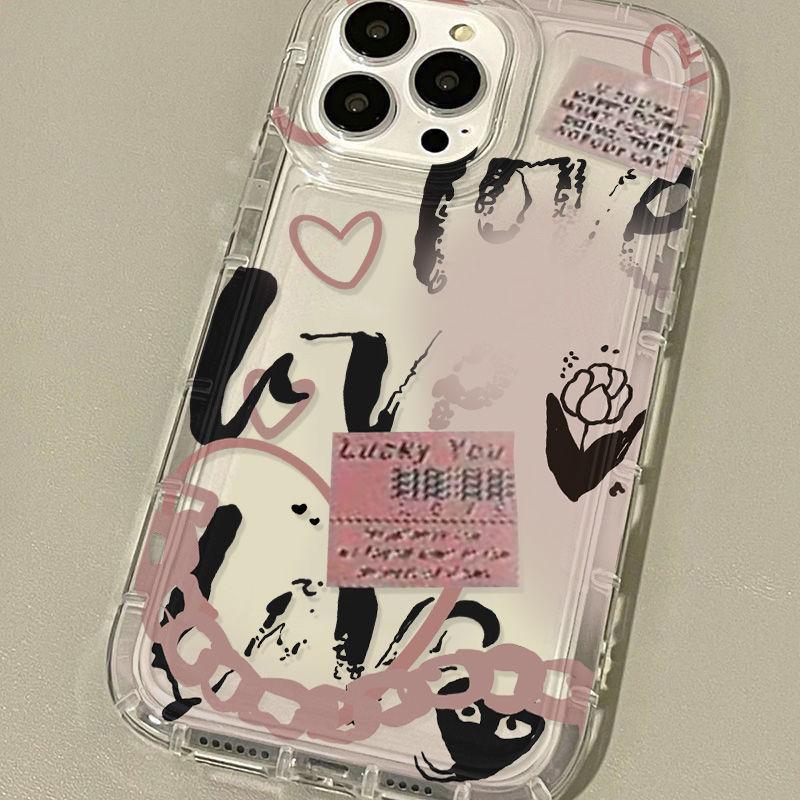 Pink Smudge Graffiti for iPhone17Pormax Mobile Phone Case 16Pro Apple 14 All-inclusive 15/13TPU