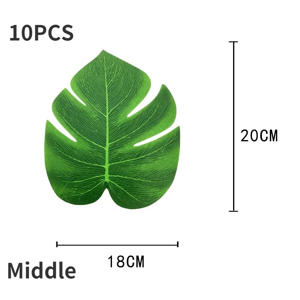10pcs Hawaii Artificial Palm Leaf Turtle Back Leaf Jungle Beach Theme Party Flower Arrangement Mat Accessories Cup Mat
