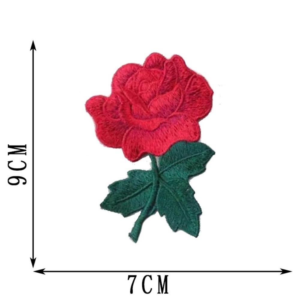 Fashion Elegant Red Embroidery Patch Floral Embroidery DIY Rose Flower Patch Rose Floral Applique