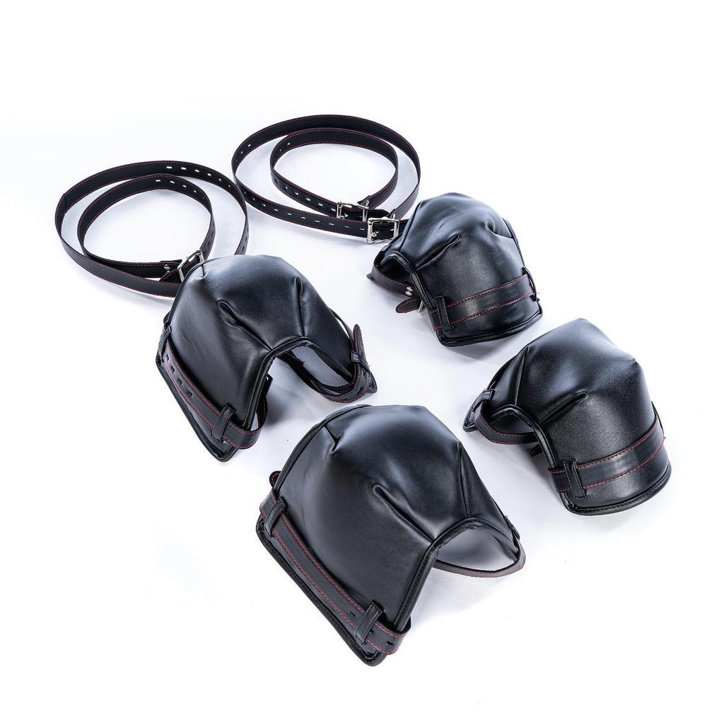 Five-Piece Kinky Pet Play Set: Crawling Suit, Kneeling Gloves, Dog Headgear, Knee Pads, Limb Restraints