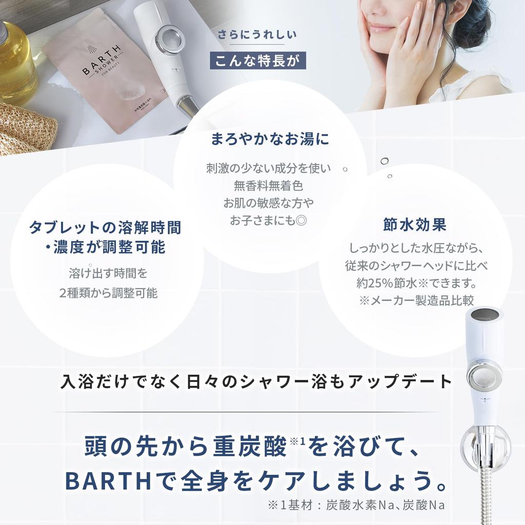 BARTH Bath Micro Nano Bubble Shower Head White Bubble Shower Head Spa Water (Bicarbonate Saving)