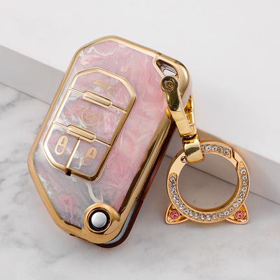 Applicable To 18 Jeep Jeep Wrangler JL Car Key Bag Sahara Buckle Robin Hood Gold Inlaid Jade Shell Folding Cover