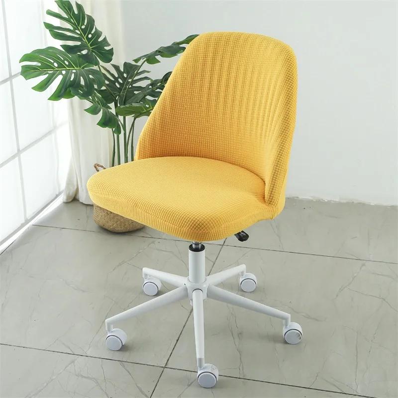 Mid-Back Armless Task Chair Cover Solid Color Dining Chair Slipcovers Elastic Scandinavian Chairs Cover For Kitchen El Home