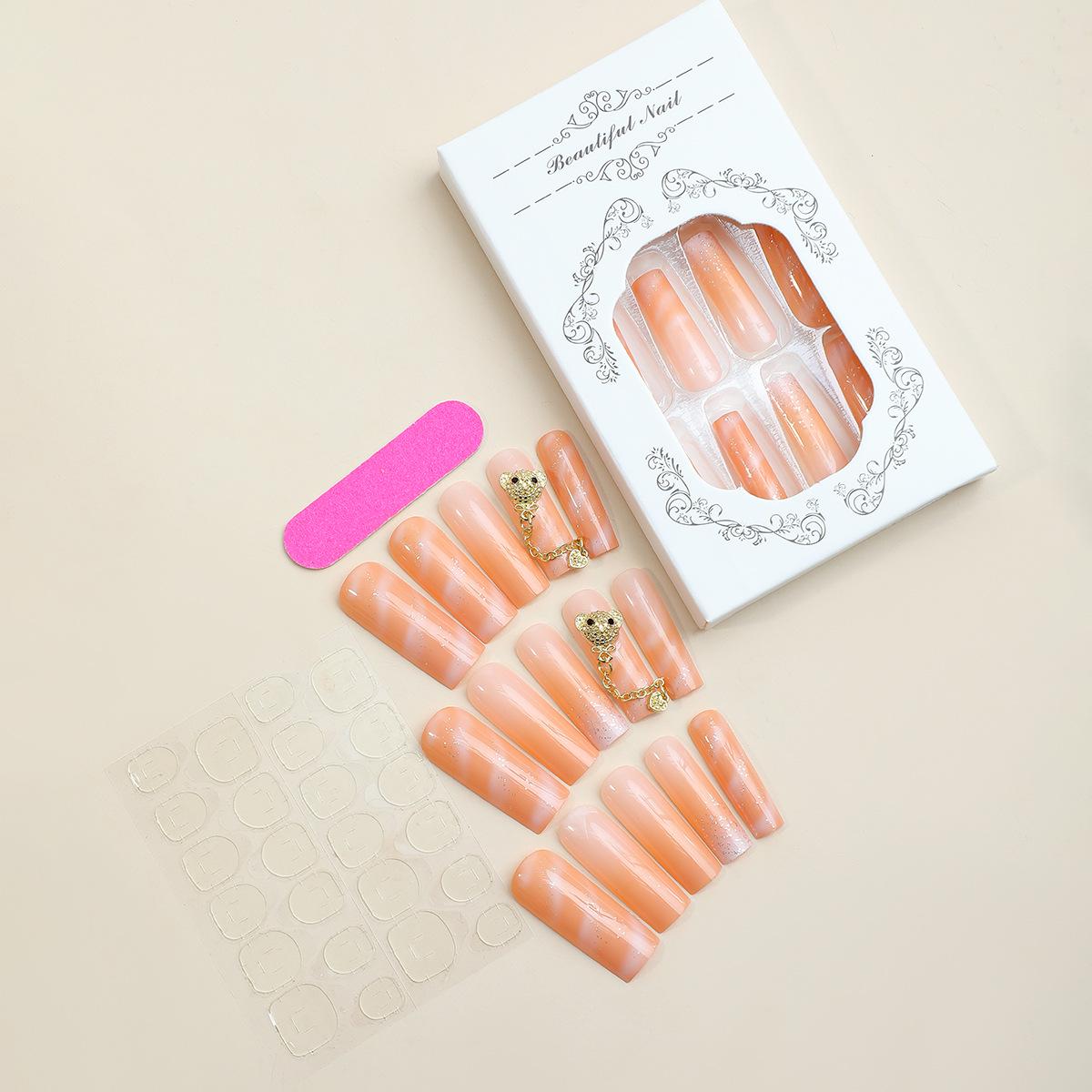 

Gradient Stripe Bear Nail Art Patches - Wearable Armor Style Fake Nails