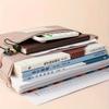 A4 Large Capacity Document Folder, Morandi Oxford Cloth File Organizer with Double Zipper for Office Storage