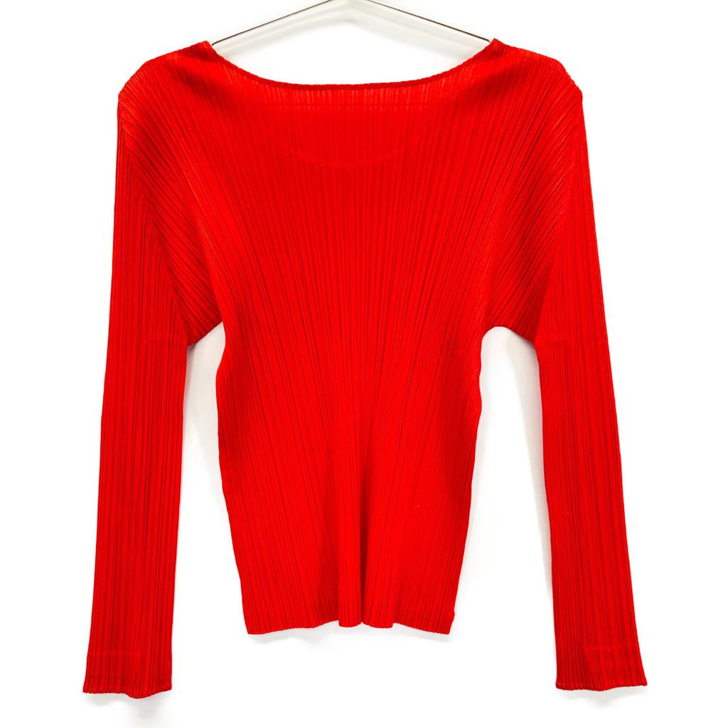 PLEATS PLEASE Excellent condition 21AW PP13-JK185 Red Pleated Blouse tops 3 RedUsed