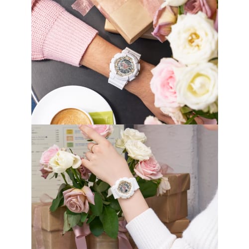 Casio-klokke G-SHOCK G PRESENTERER LOVER'S KOLLEKSJON 2024 G-SHOCK BABY-G parklokke LOV-24A-7AJR Hvit