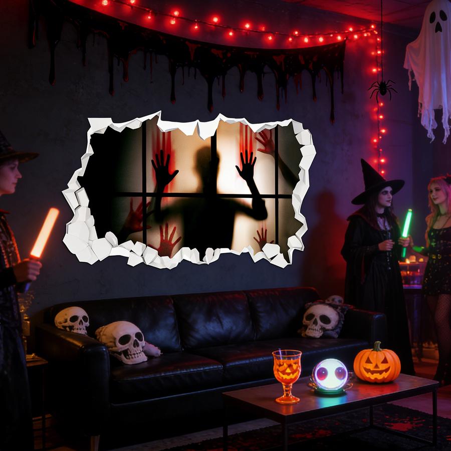 Halloween Horror Wall Sticker, Spooky Stickers & Floor Decals for Halloween Party, Haunted House & Home Horror Decorations