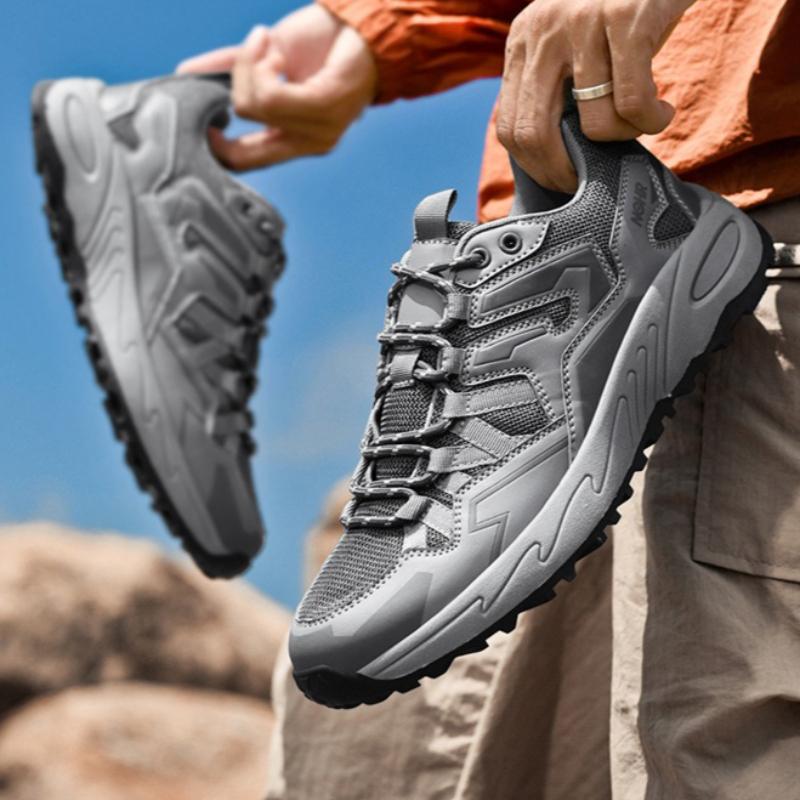 Breathable Mesh Hiking Sneakers Men's Thick-soled Outdoor Trekking Camping Shoes Male Elastic Climbing Shoes Wear-resistant