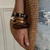 Boho Coffee Irregular Acrylic Resin Chunky Cuff Bangles for Women On Hand Goth Geometric Metal Wide Bracelet Couple Jewelry Gift