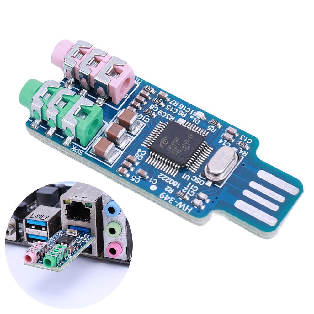 CM108 USB Drive Free Sound Card 3.5mm Headphone Mic Jack Sound Card Module External Sound Card Chip Board for Laptop Computer