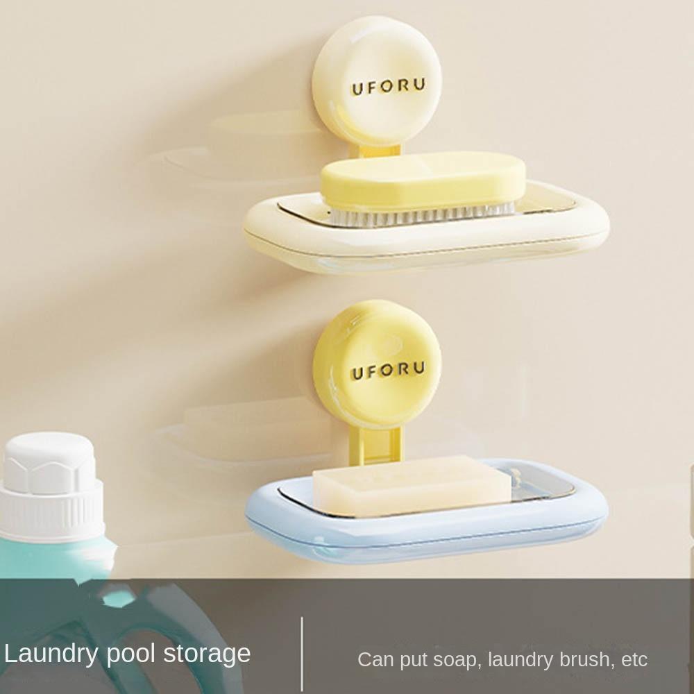 Non perforated Soap Dish Holder Drainage Soap Storage Tray Portable Suction Cup Soap Box Bathroom