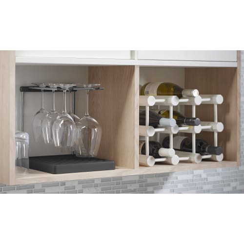 KOHLER Folding Wire Glass Holder or Drying Rack, Folds Up to 1.25 Inches, Holds Up to 6 Glasses, Charcoal