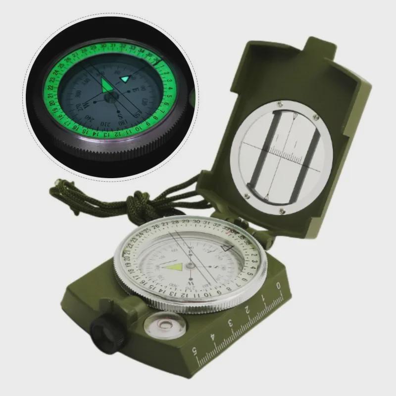 High-Precision Outdoor Military Multi-Function Green Compass with Luminous Needle