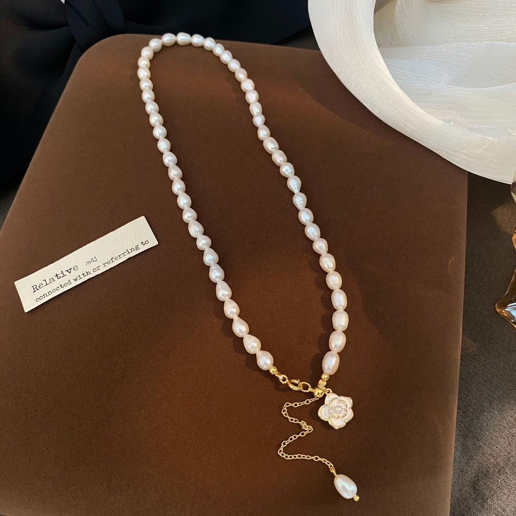 New Style Elegant Camellia Flower Natural Freshwater Pearl 14K Gold Filled Female Chain Necklace  For Women Gifts