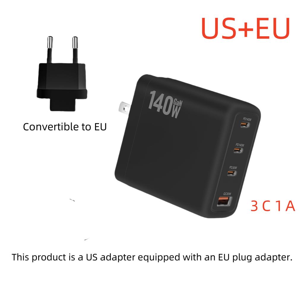 New 140W Multi-Port GaN Charger PD3.1 3C1A Super Fast Charging Head Compact Portable for Mobile Phones