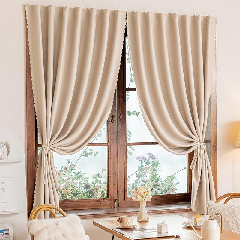 Solid Color 100% Blackout Curtains Convenient No Drilling Window Curtains for Living Room Bedroom Sun Protection Privacy Drapes