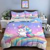 Cute Cartoon Unicorn Print Bedding Set 1 Duvet Cover 1/2 Pillowcases Adult and Kids Bedding Set Luxury Holiday Gifts