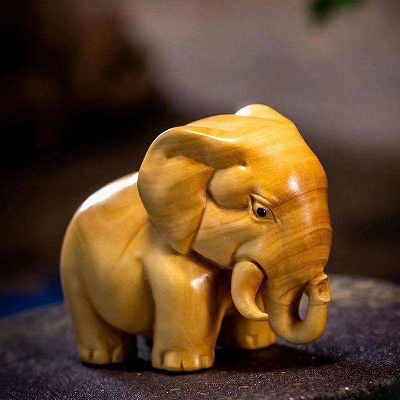 1/3Pcsmanual Wood Carving Wooden Product Rhino Hippo Elephant Room Home Decor Car Ornaments Decoration Sculptures & Figurines