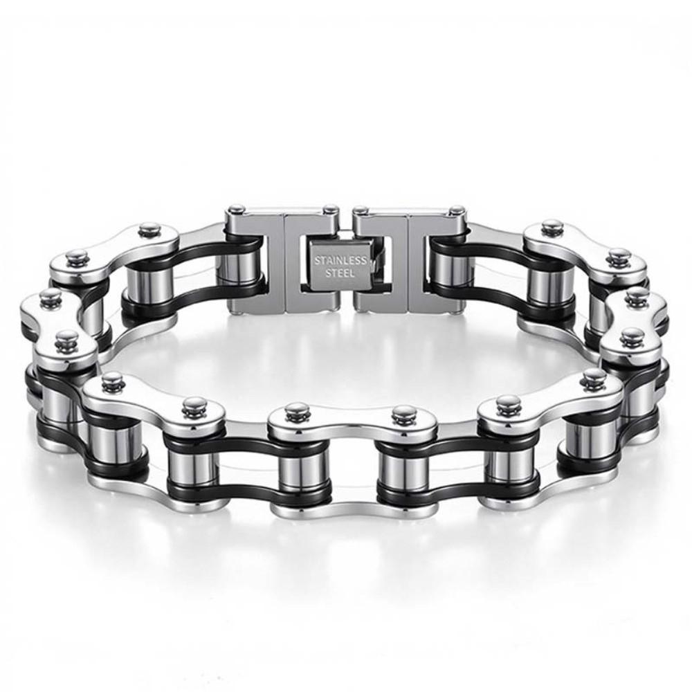 Stainless Steel Bike Chain Design Bracelet Adjustable High Polished Biker Link Chain Bracelet Comfortable To Wear Fashion