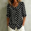 Women's Polka Dot Peter Pan Collar Puff Sleeve Blouse White Black Casual Shirt
