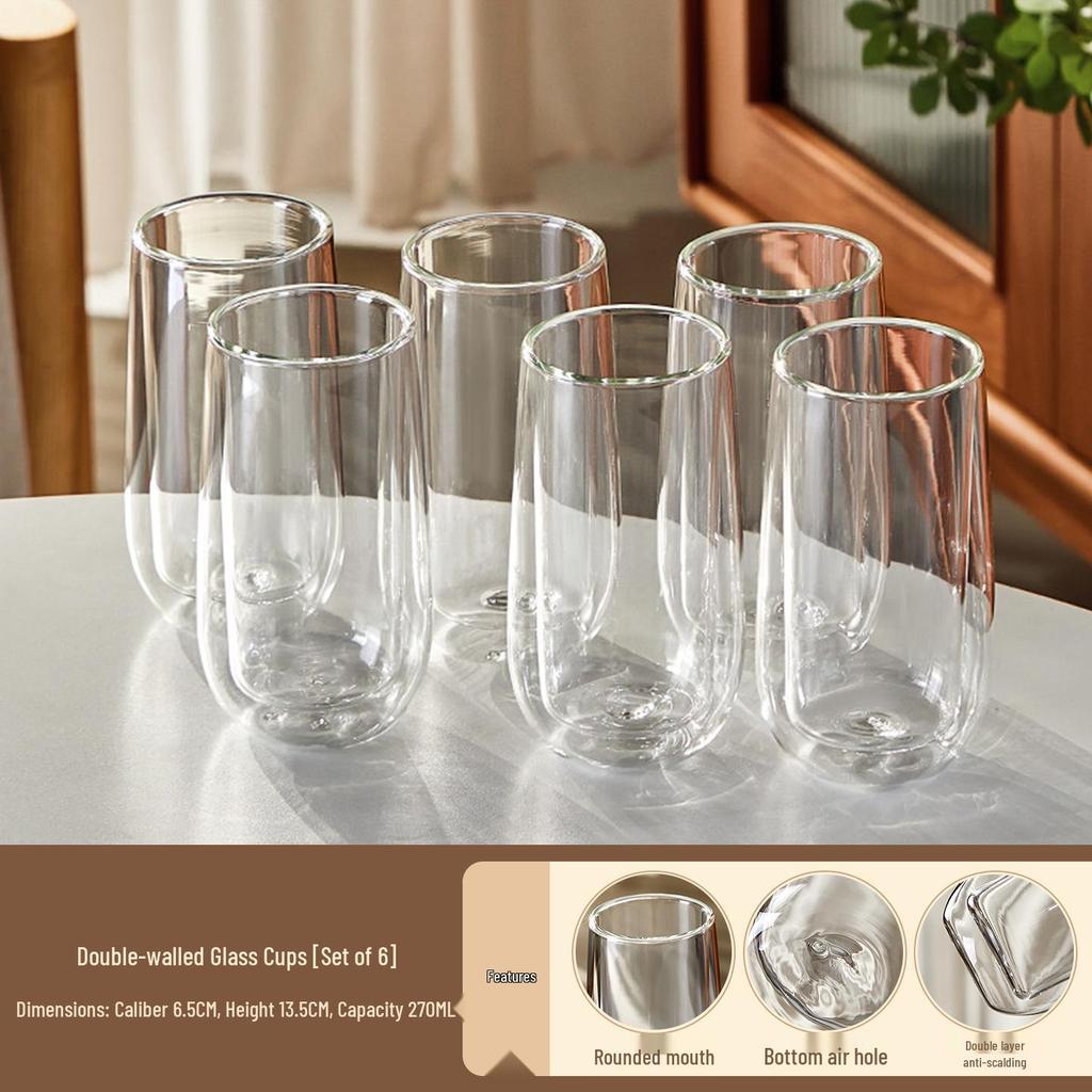 Insulated Double-Layer Glass Tea Cup Set: High-Temperature Resistant, Anti-Scald, Large Capacity for Home & Guest Use
