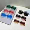 Non-polarized Fashion Vintage Square Rimless Sunglasses Men Women Gradient Outdoor Casual Party Gathering Eyeglasses