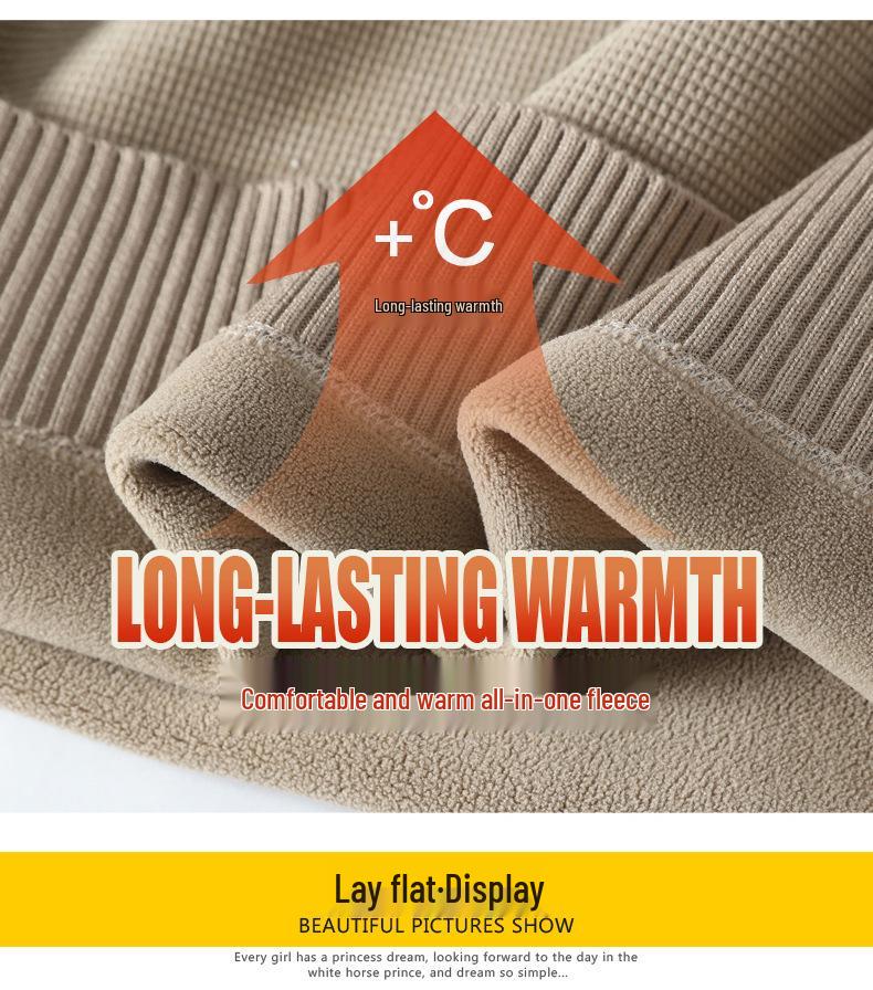 Men's Trendy Woolen Half-Zip Sweater with Velvet Lining - Warm Stand Collar Knitwear