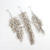 Champagne Irregular Christmas Ornaments with Frosted Pearls & Cedar Leaf, Plastic Hanging Decor for Xmas Tree