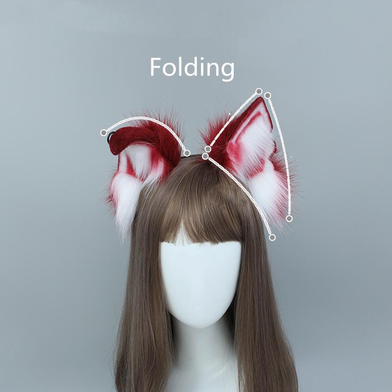 Weiß/Rot Wolf Fuchs Kopfbedeckung Pelzigen Schakal Ohr Schakal Schwanz Requisiten Katze Ohr Stirnband Handmade Anime COSPLAY Lolita KC LOL Fuchs kostüm