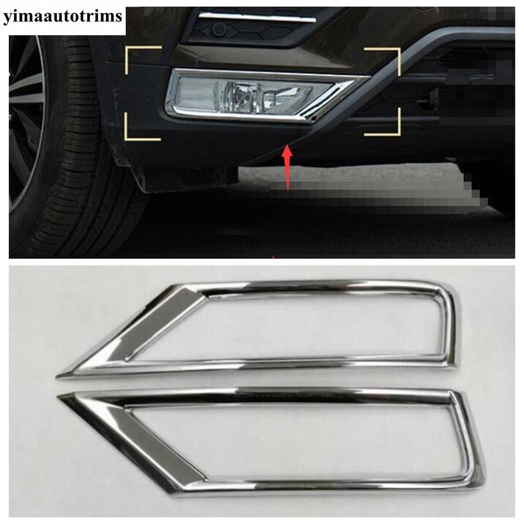 Front Bumper Fog Lights Lamps Frame Decoration Cover Trim For Volkswagen VW Tiguan 2016 - 2018 ABS Chrome Accessories Exterior