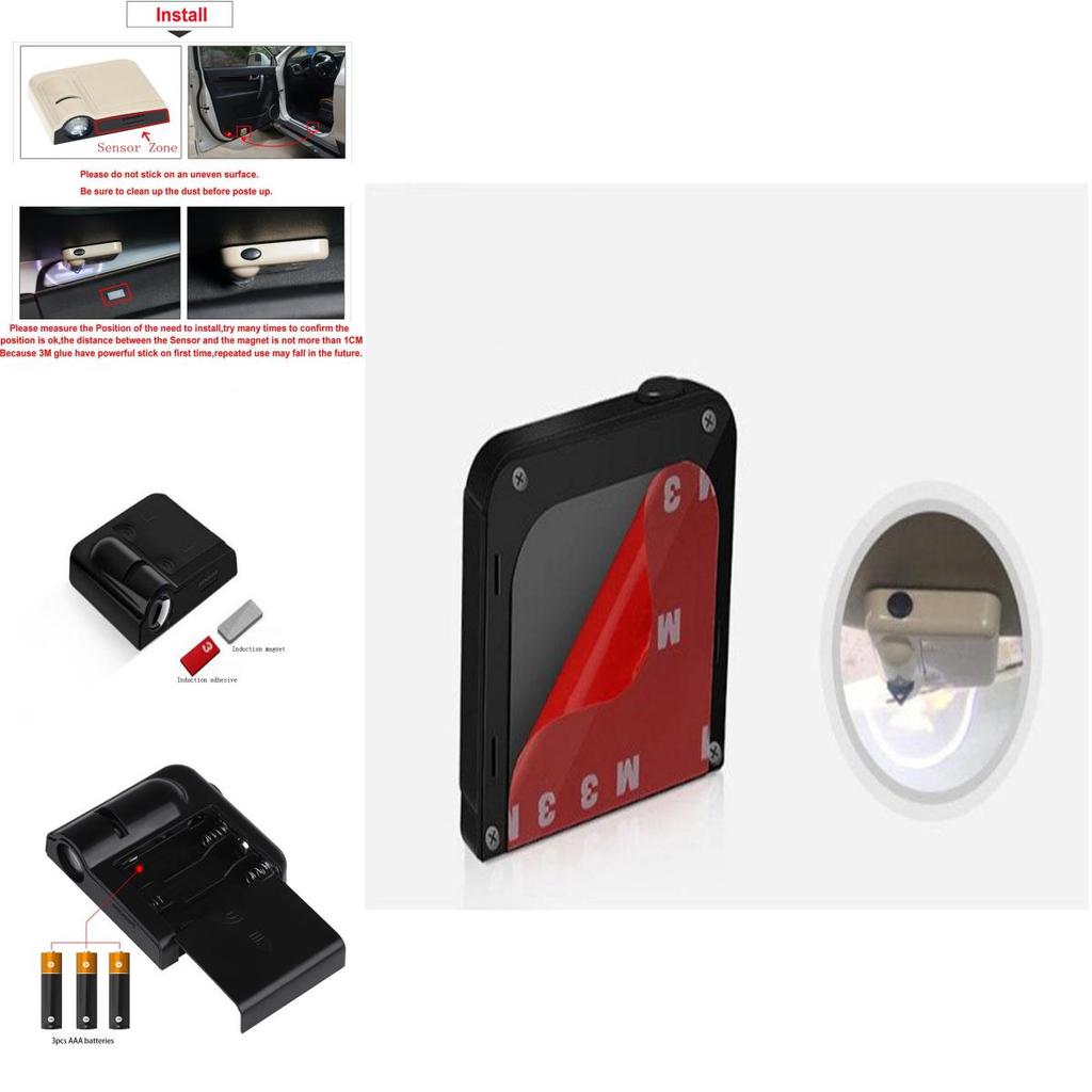 2pcs Car Door Welcome Projector Led Lamp Wireless Spotlight Universal For