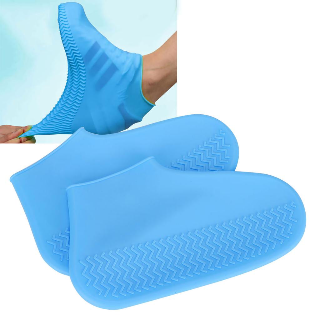 Silicone Waterproof Shoes Cover Outdoor Activity Reusable Non slip Shoes Protector Blue(Blue M)