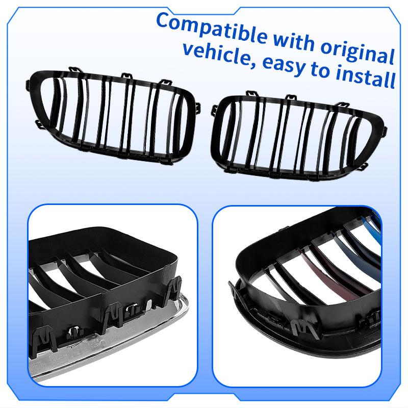 High Quality Silver Chrome Frame Double Slat Kindey Grille Front M Color Racing Grill For BMW 5 Series F10 F11 520i 535i 530i 540i 2010-2017