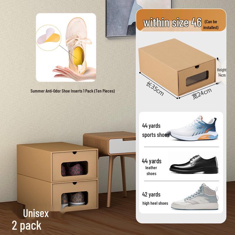 Schuhregal: Platzsparende transparente Kraftpapier-Aufbewahrungsboxen