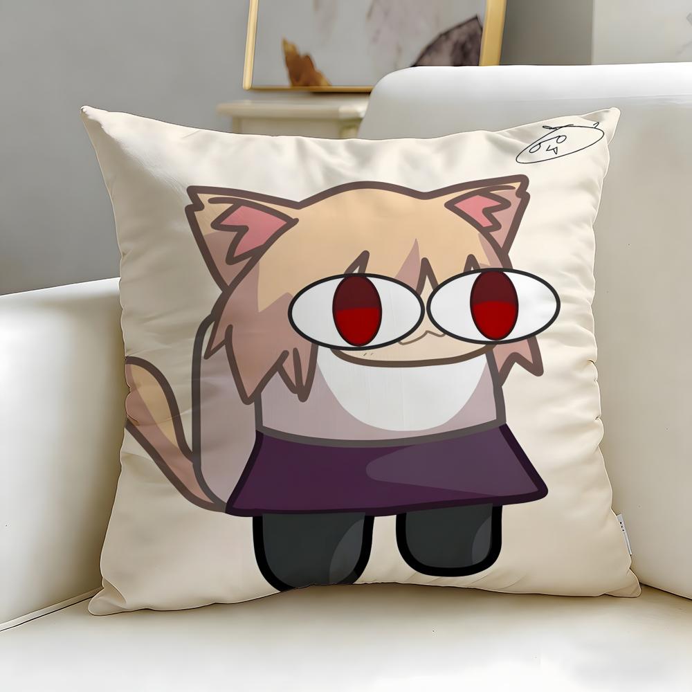 popular anime character Neco Arc Cushion Cover Soft & Easy-Wash Pillow Case – Versatile for Couch, Bed, Travel and Office