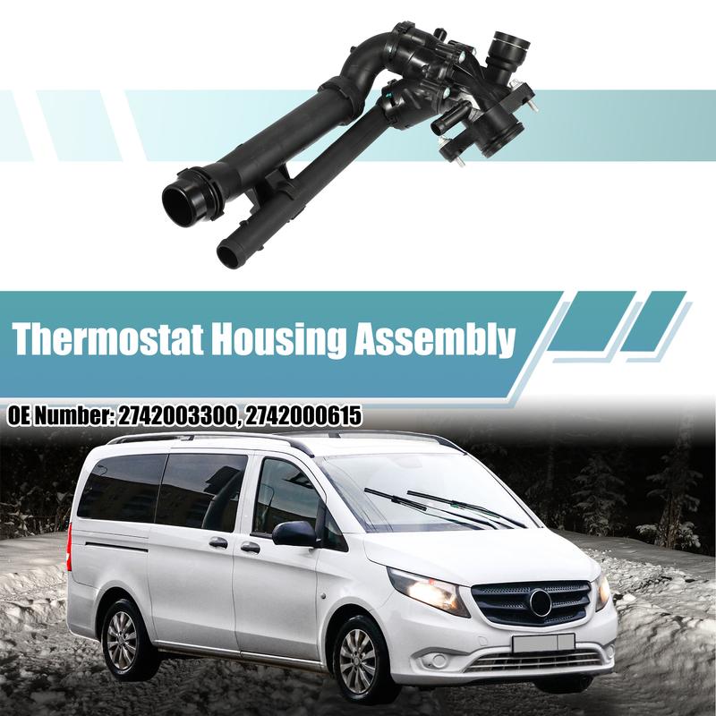 X Autohaux Car Engine Coolant Thermostat Housing Assembly A2742000615/A2742003300 for Infiniti Q50/60 for Mercedes Benz 2016-19