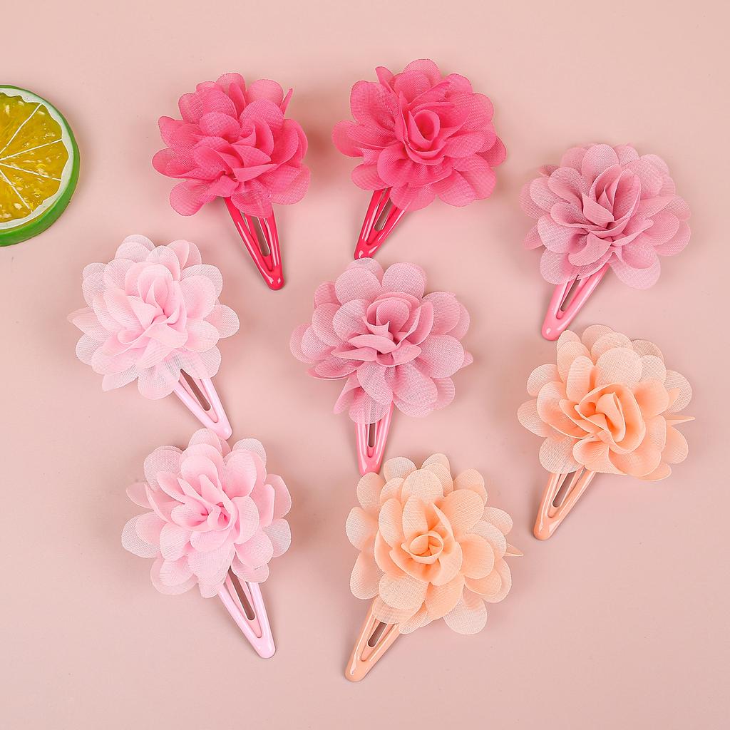 6PCS Chiffon Flower Hair Clips Baby Girls Hairpins Barrettes Clips Soft Floral Hair Clip for Baby Turban Infant Hair Accessories