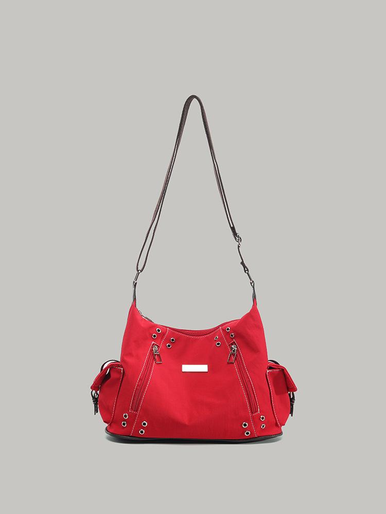 

Niche high-end red large-capacity tote bag 2025 new sweet cool girl punk style one-shoulder crossbody bag красный