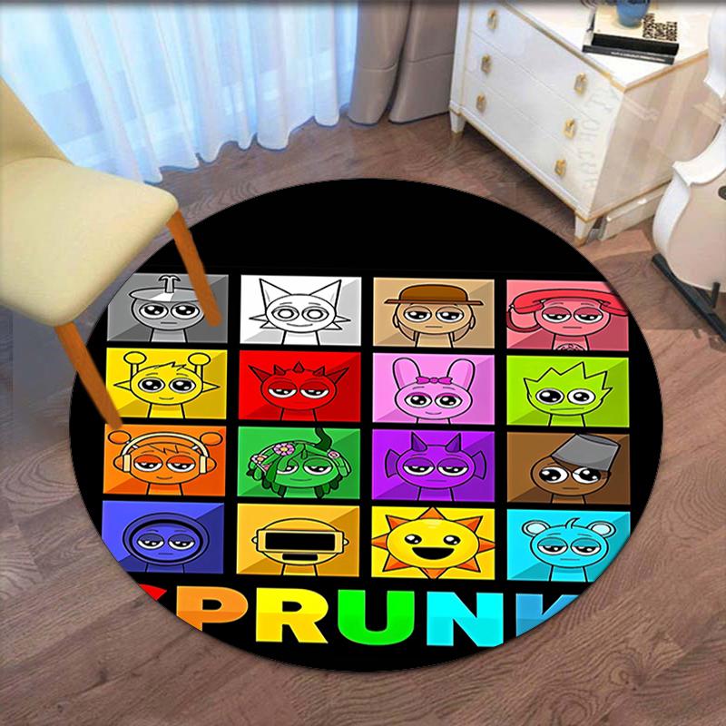 Sprunki Printed Round Rug Carpet Chair Rug Area Rug Entryway Doormats,for Office Chair Living Room Bedroom Kitchen Room.