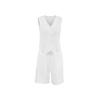 European and American minimalist fashion white V-neck vest and shorts two-piece set, women's summer bubble pleated set, stylish design for women