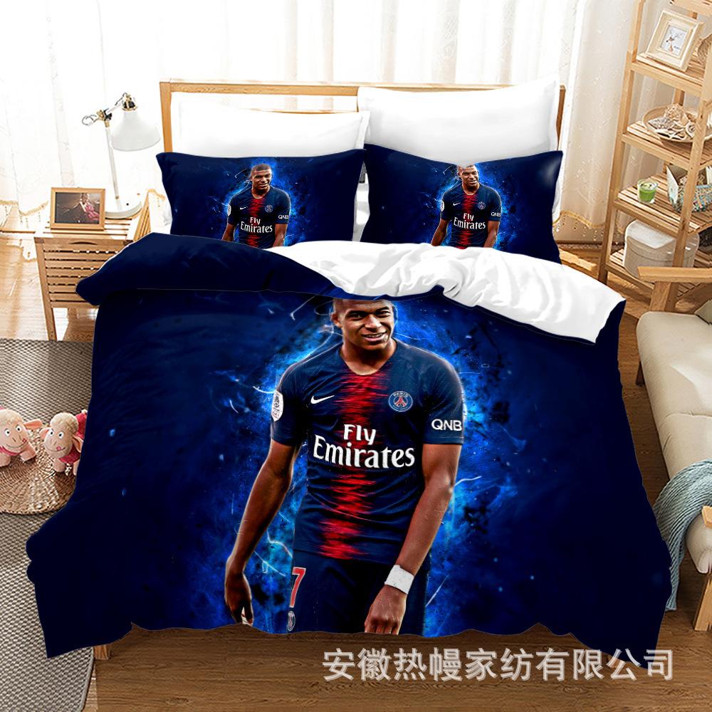 3D Three-Piece Size Football Quilt Cover Quilt Cover Home Textile
